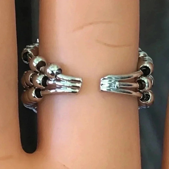 Stainless Steel Ball Bead Fidget Free-Size Open Back Ring NWT - Picture 4 of 4